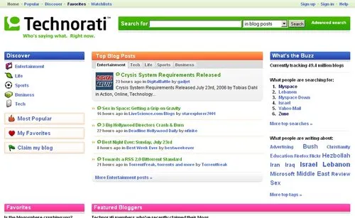 technorati homepage