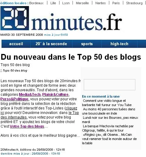 20 minutes refait son TOP 50 des blogs — photo 1