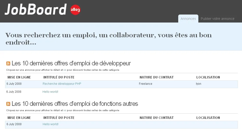 Réouverture du jobboard de 2803 — photo 1