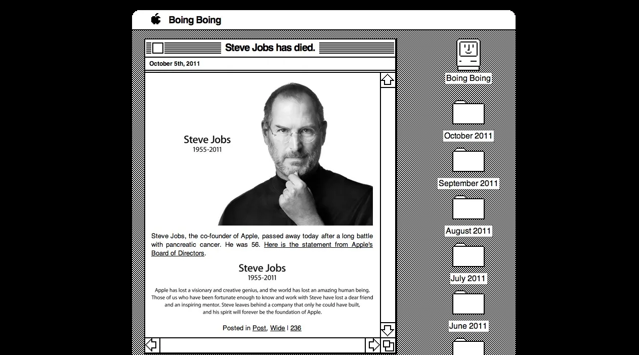 Boing Boing Steve Jobs 1955-2011 — photo 2