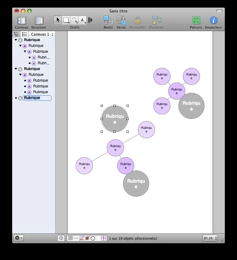 Omnigraffle-interface L'interface d'Omnigraffle