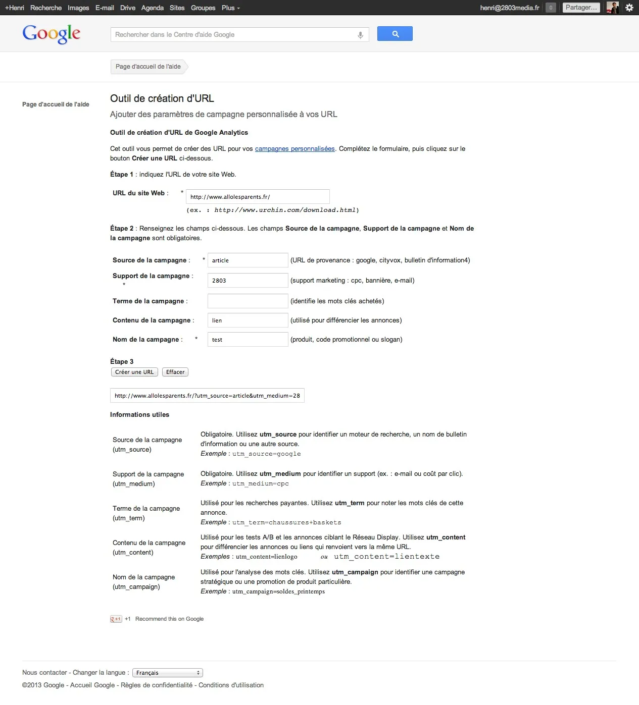 Outil pour optimiser les liens d'un email ou d'une publicité pour le suivi dans Google Analytics — photo 1
