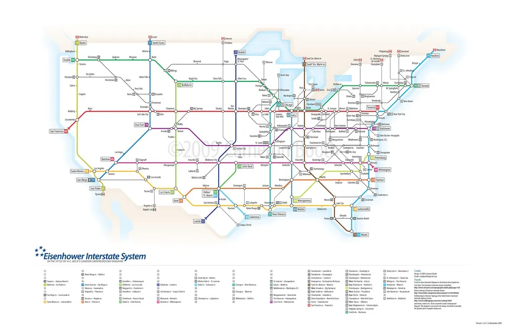 Eisenhower Interstate System in the style of H.C. Beck's London La représentation sous la forme d'un plan de métro pour simplier des concepts — photo 5