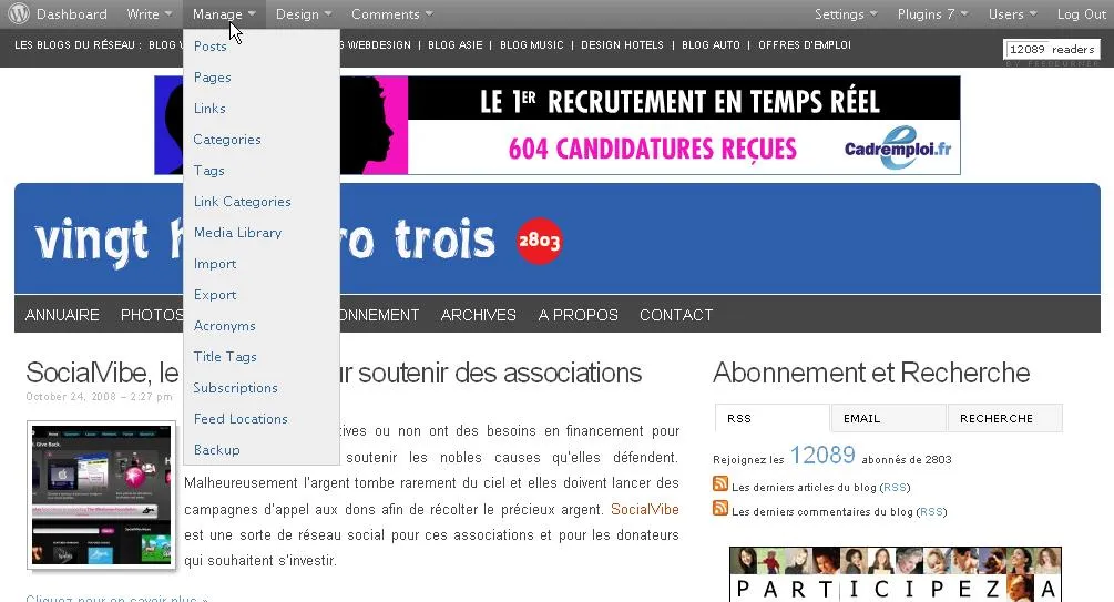 Wordpress Admin Bar le plugin pour gagner du temps — photo 1