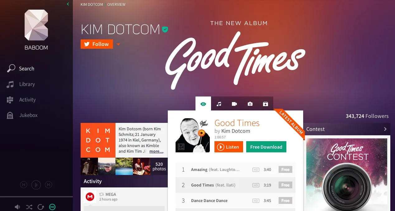 Ouverture de Baboom la plateforme de musique de Kimdotcom — photo 3