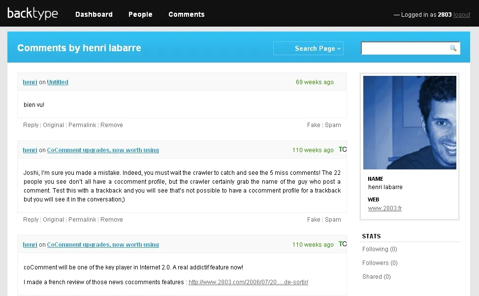 Rechercher et trouver des commentaires avec Backtype — photo 1