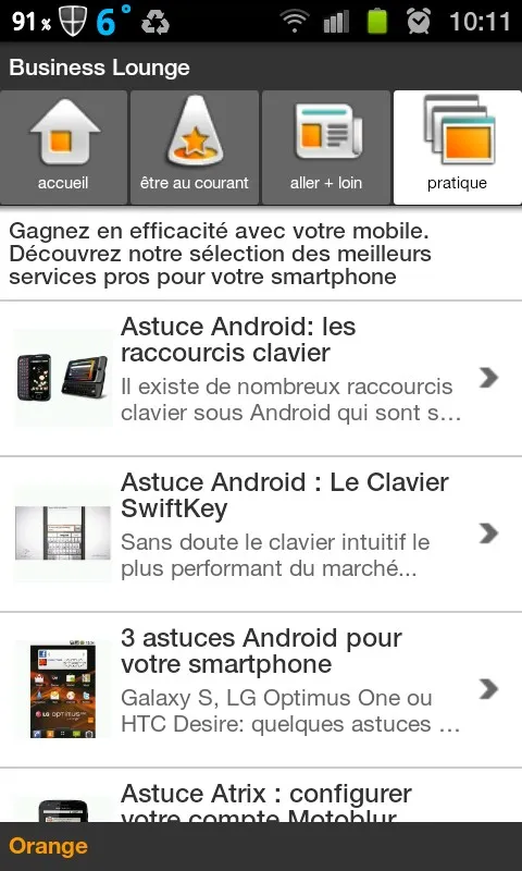 Application Business lounge d'orange pour iphone et android — photo 3
