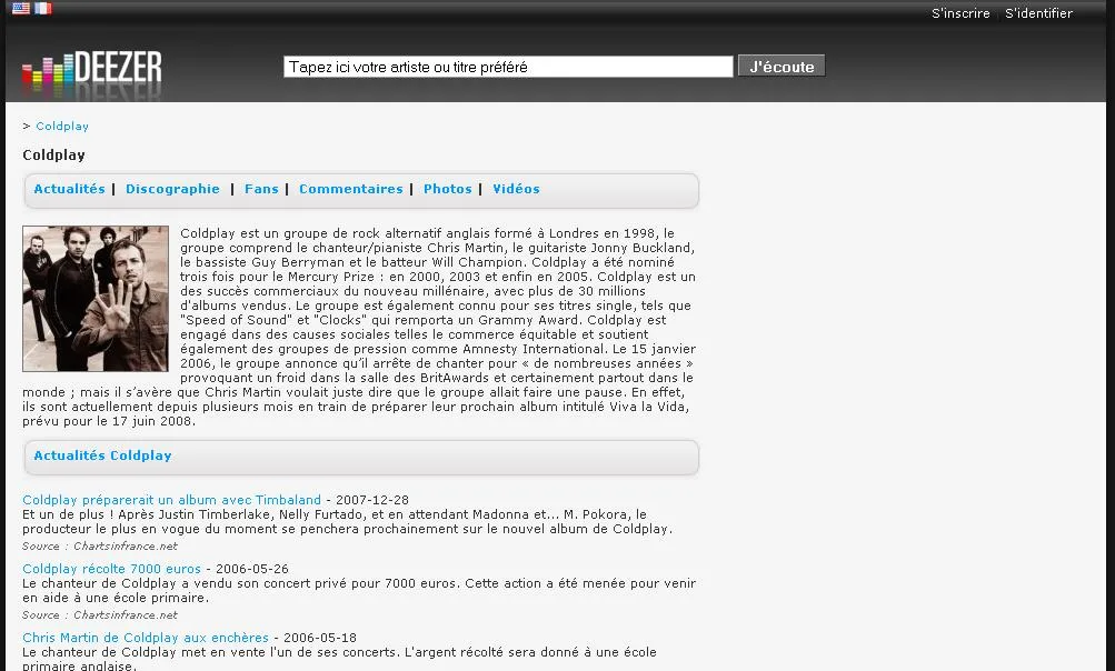 deezer-coldplay-3 La stratégie de référencement de Deezer.com — photo 2
