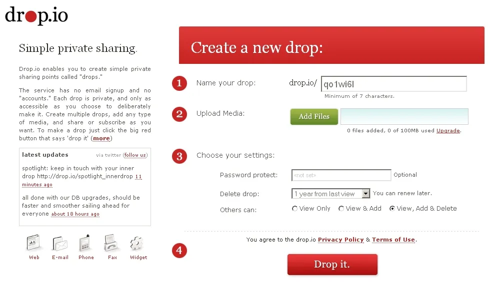Drop.io la solution la plus simple pour partager des documents en ligne — photo 1