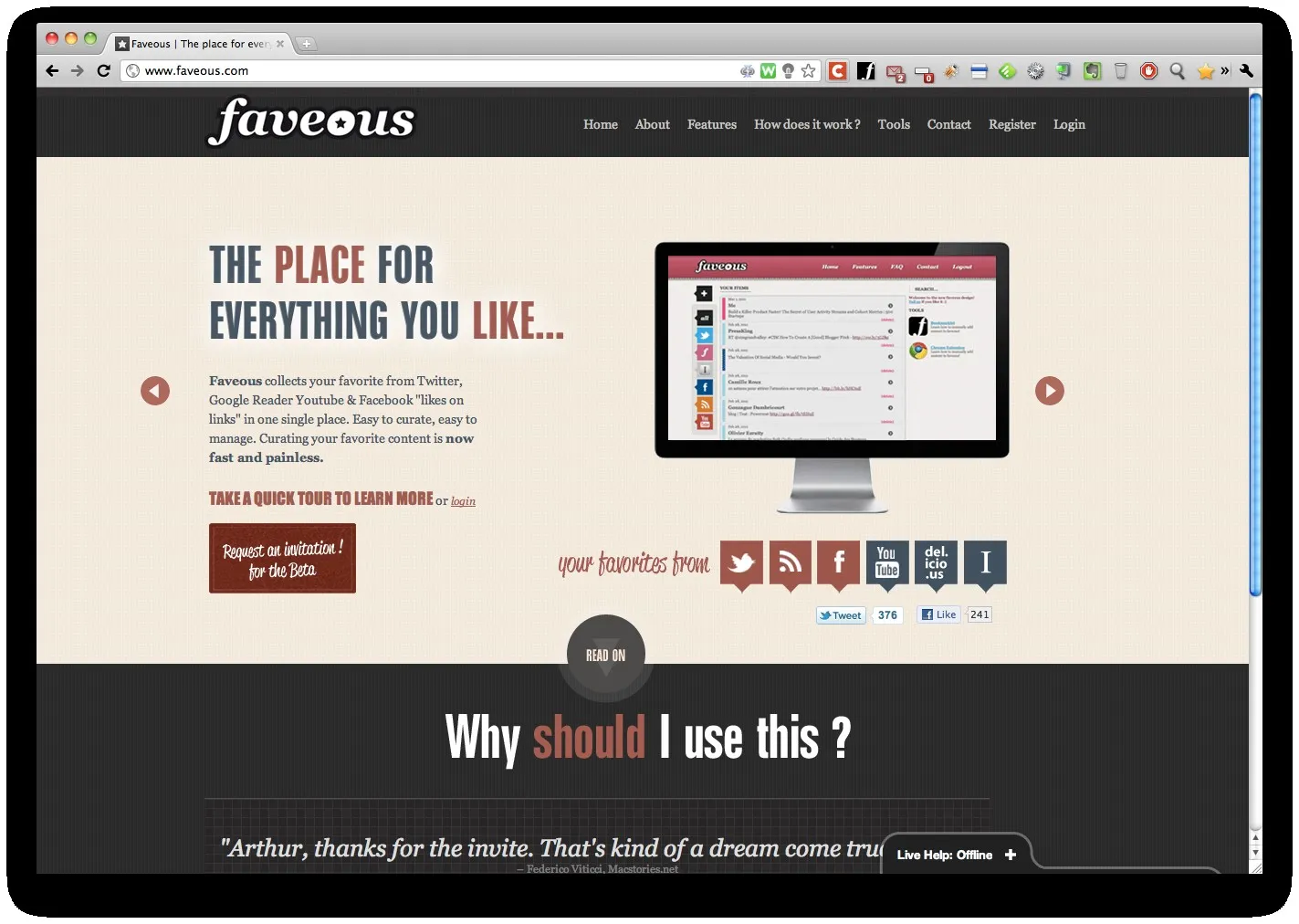 Faveous, le bookmarking nouvelle génération, 100 invitations — photo 1