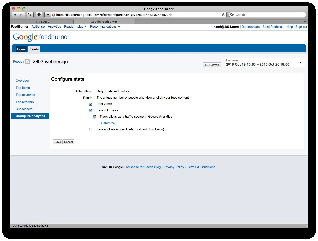 Feedburner se dote d'une nouvelle interface — photo 7