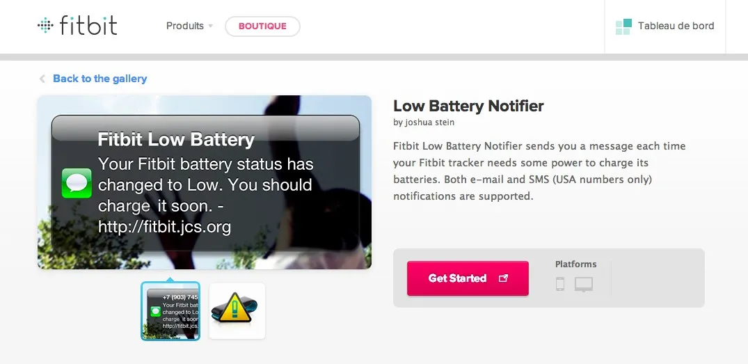 Recevoir une notification lorsque la batterie de son fitbit est faible — photo 1