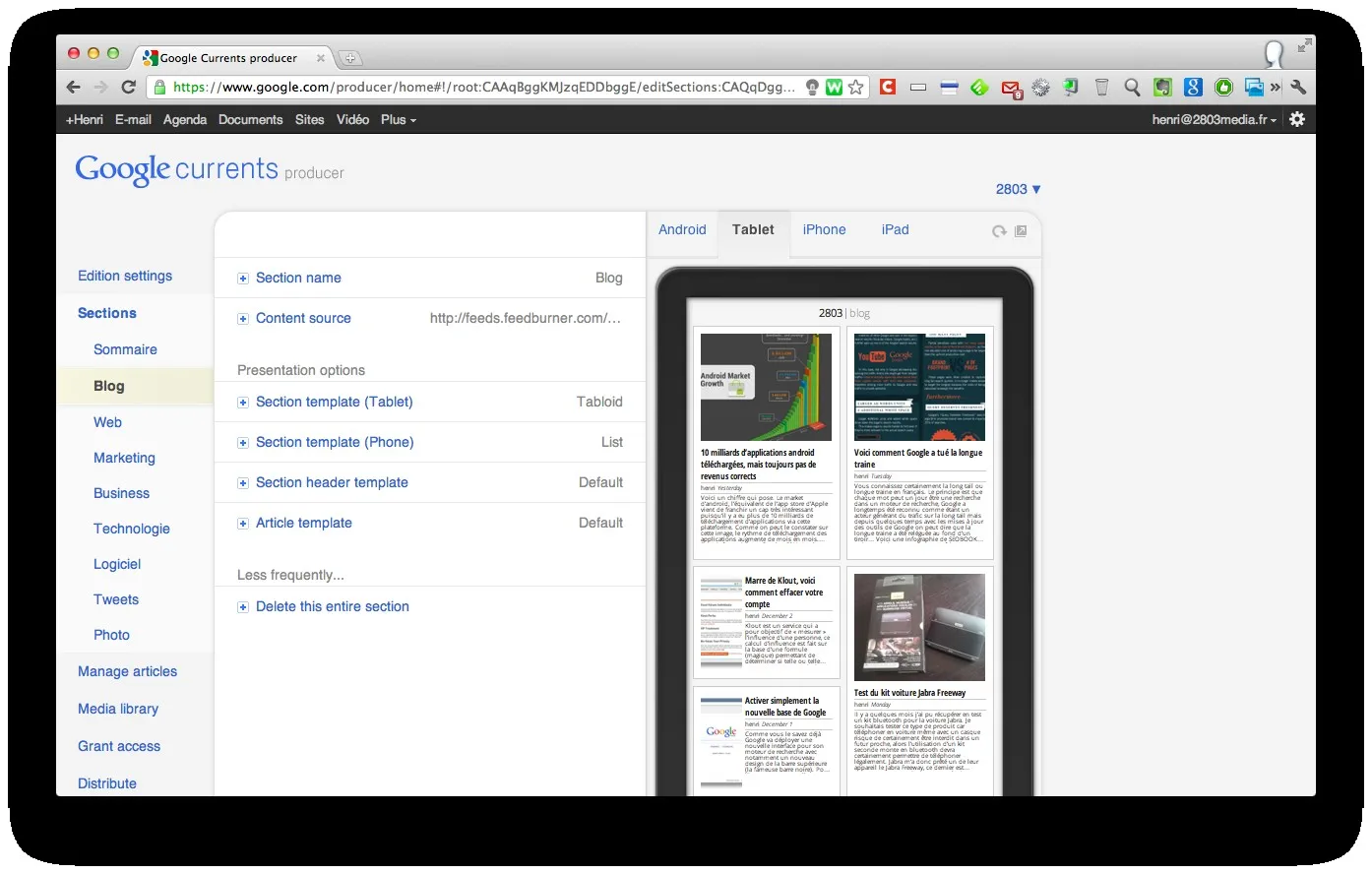 google-currents Transformer son blog en magazine pour Google Currents — photo 6