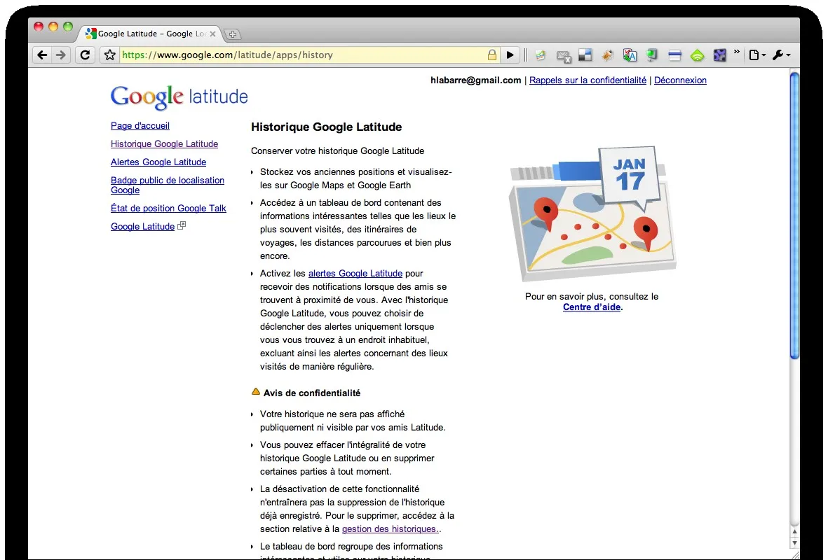 Google Latitude mémorise vos déplacements... — photo 1