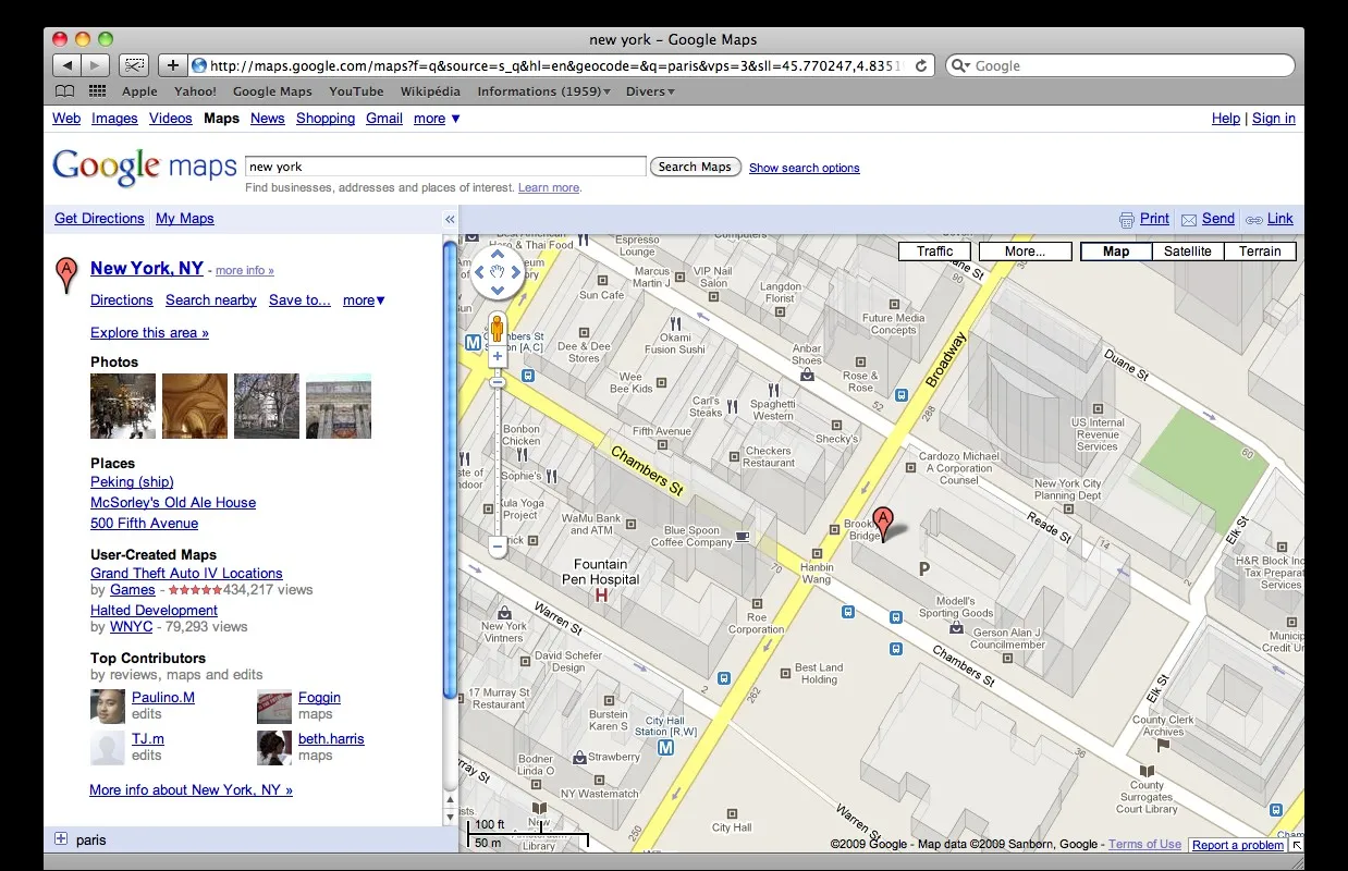 google-map-new-york La ville de New York avec ses buildings
