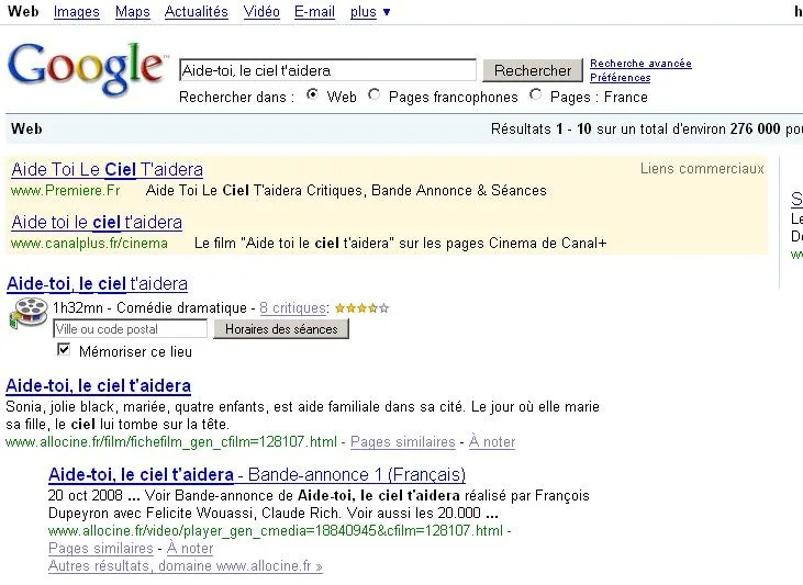 Horaires de cinéma, l'attaque de Google — photo 1