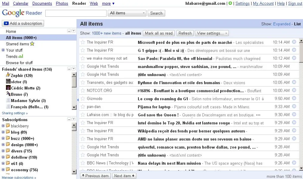 Le newlook de Google Reader — photo 1