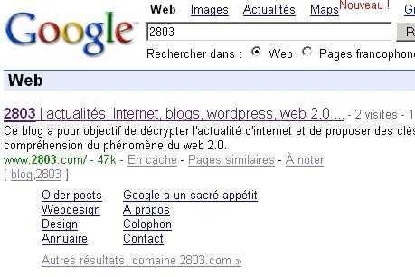 google sitelinks