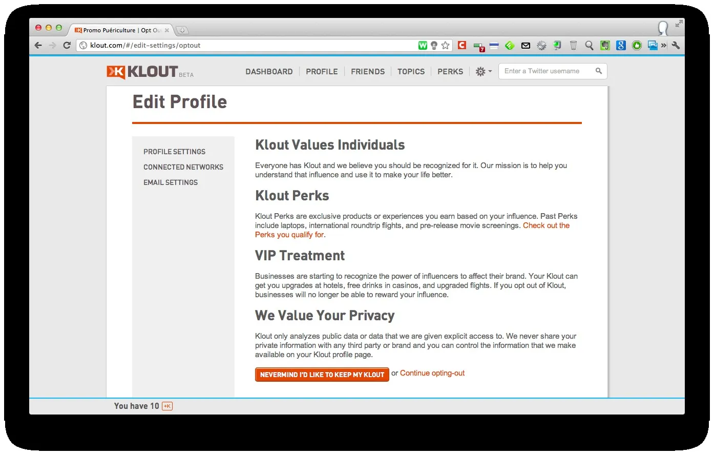 Marre de Klout, voici comment effacer votre compte — photo 1