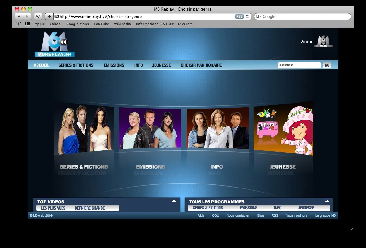Page d'accueil de M6replay.fr