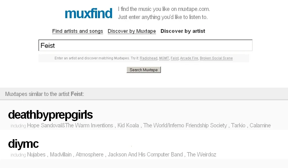Rechercher des mp3 sur Muxtape — photo 1