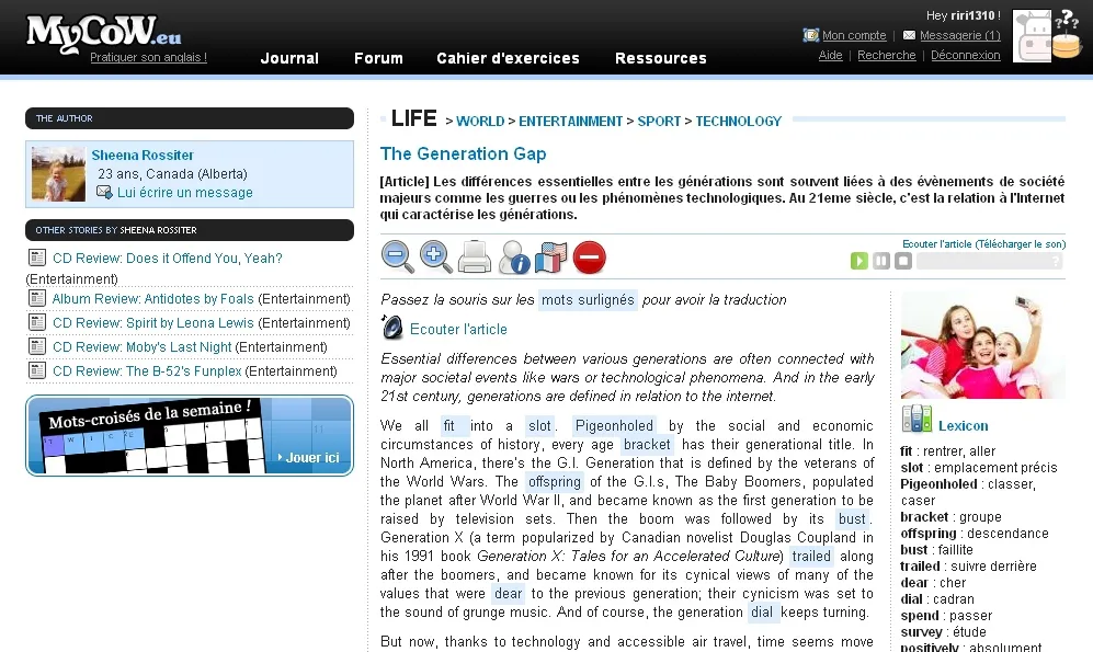 MyCow pour entretenir votre anglais, 10 abonnements offerts — photo 1