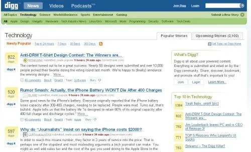 digg homepage