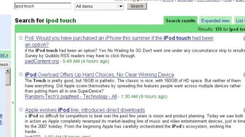 google reader search