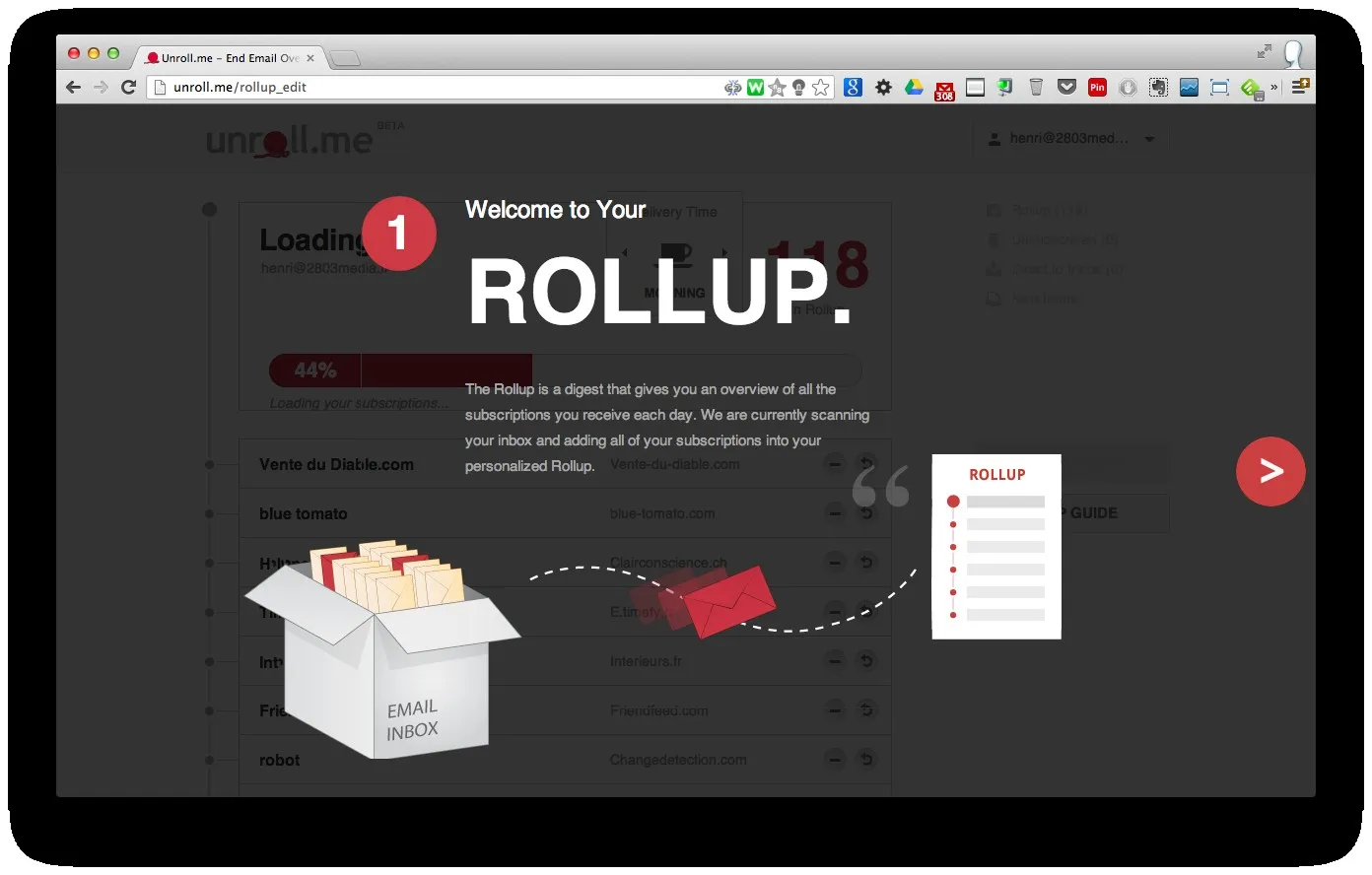 Nettoyer sa boite email en 1 minute avec Unroll.me — photo 1