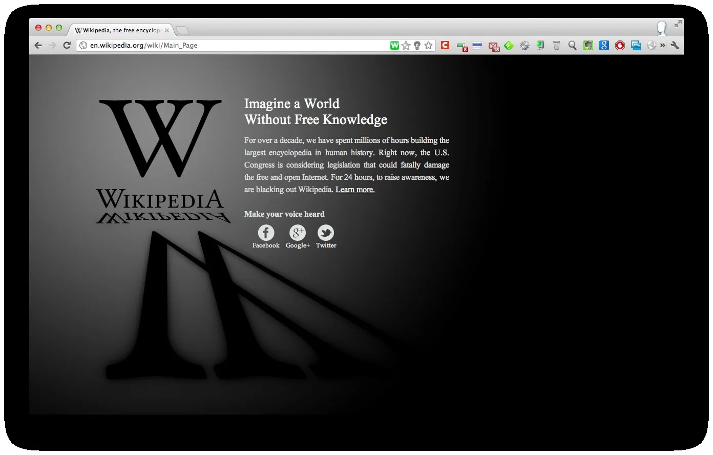wikipedia-sopa Homepage des gros sites anti-SOPA — photo 5