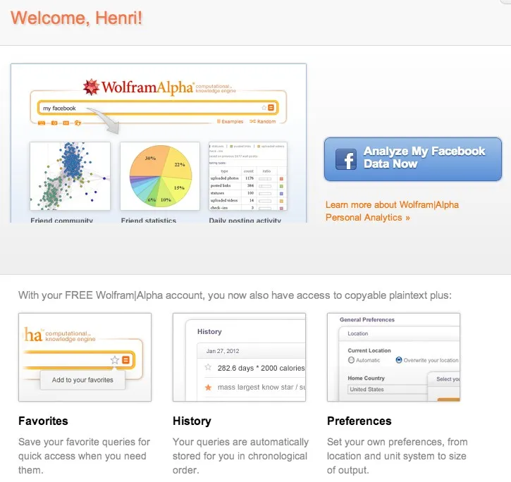 Wolfram Alpha analyse votre compte facebook — photo 1