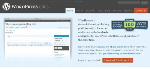 wordpress 2.5 home