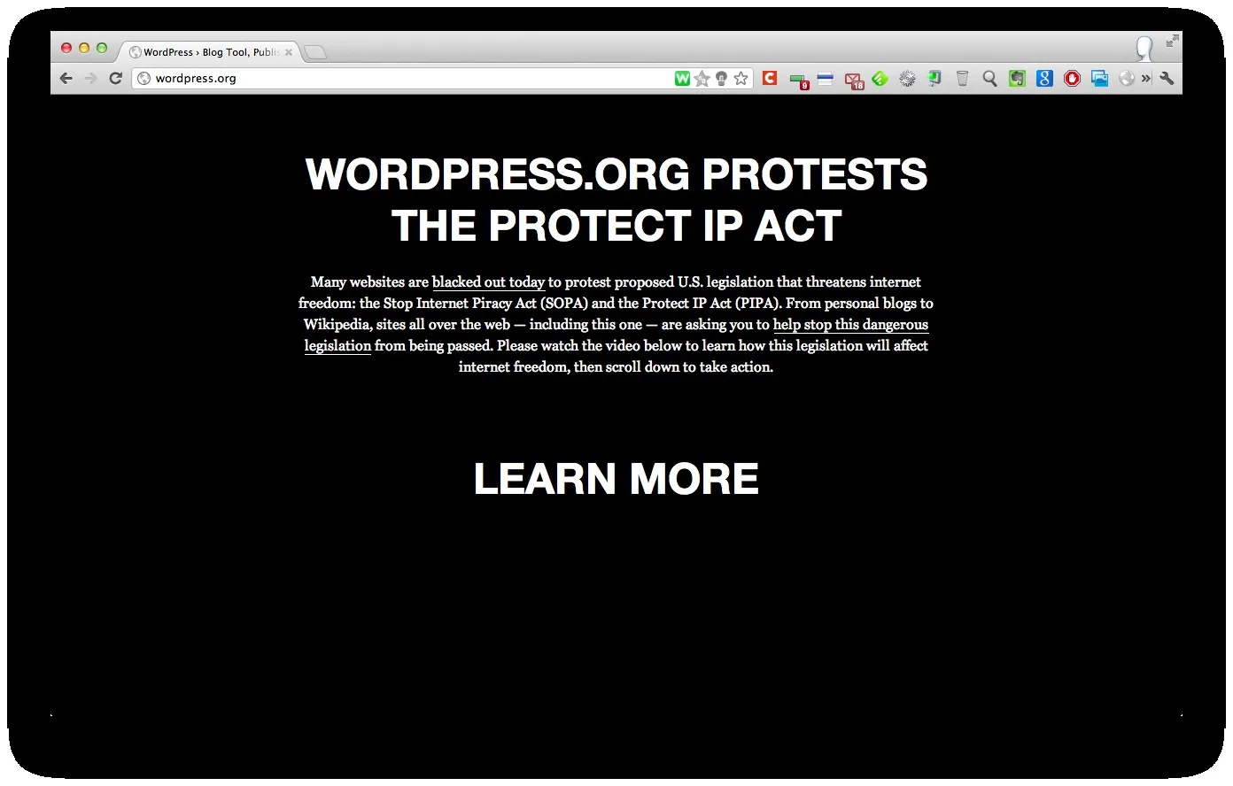 wordpress-sopa Homepage des gros sites anti-SOPA — photo 4