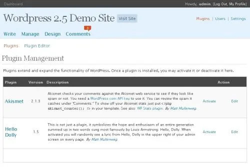 wp 2.5 plugins